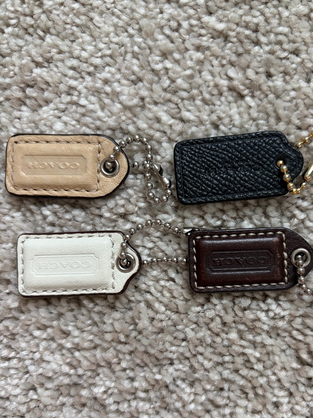 Coach Leather Key & Card Holders - Black, Brown, White, Beige